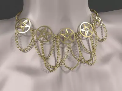 Collar accessory w stars  chains 3D model