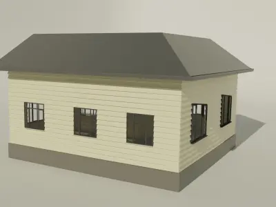 Classic style porch house without furniture 3D American-Style Free 3D model