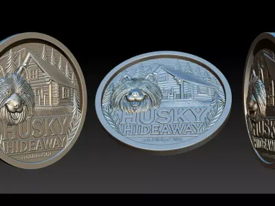 Husky Hideaway  2-5D Bas Relief  STL - OBJ - ZTL 3D print model