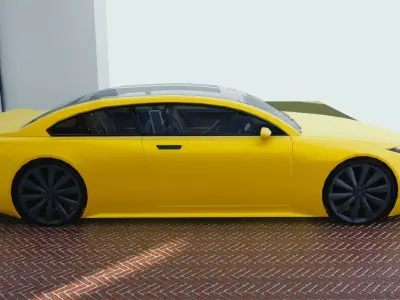 BLENDER EEVEE Brandless Mid Size 2 door sedan Low-poly 3D model