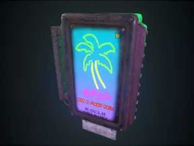 Neon bar sign Low-poly 3D model