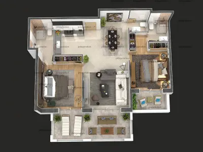 detailed floor plan 2020 3D model