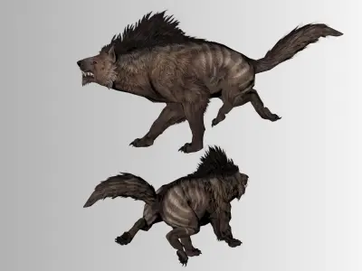 Mutant Hyena 3D Creature  Game Ready Monster Animal Low-poly 3D model