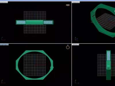 Geometric Modern Gold Bangle with Stone Settings 3D print model
