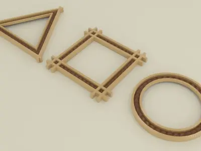 Frames three wooden triangles Free 3D model