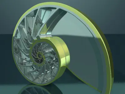 Nautilus shell metal sculpture low poly Low-poly 3D model