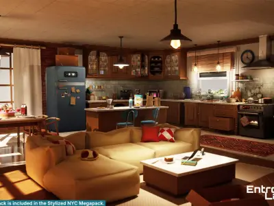 Stylized New York Apartment Modular NYC Unreal Engine Low-poly 3D model