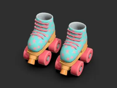 Quad roller skates  Low-poly 3D model