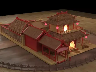 Chinese ancient courtyard house  3D model