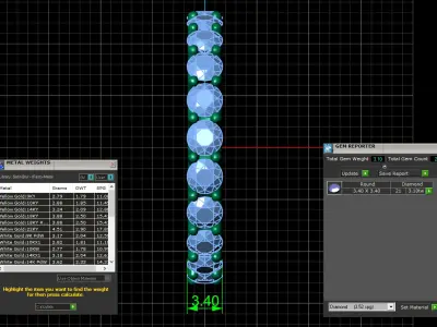 U Shaped Eternity Ring 3 point 4 mm stone size swiss 20 and EU60 3D print model