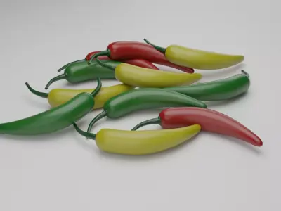 Serrano Pepper Low Poly realistic 3d model for game Low-poly 3D model