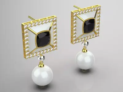 luxury pearl earring pe0025 3D print model