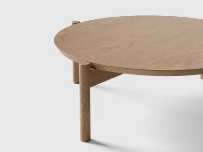 Coffee table round oak Low-poly 3D model