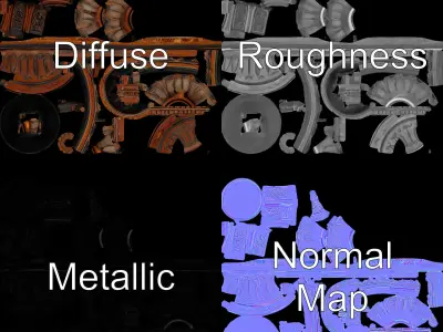 Rustic Ornamental Fountain Model Pack Low-poly 3D model