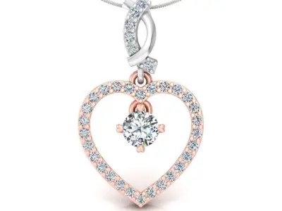 pendants rose gold heart pendant with diamonds 3D print model