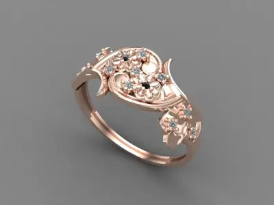Women Ring Diamond Stone STL 3DM Lightweight Printable 3D print model 80