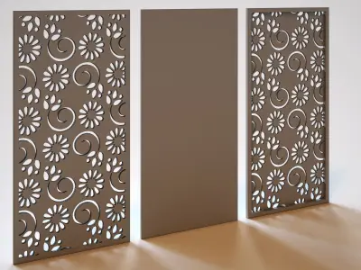 Partition three wooden panels 3D model buy