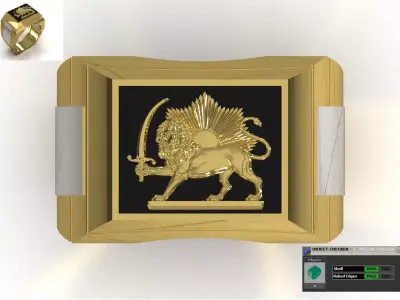 Lion and Sun Signet stl 3dm  Ring model mr0320 3D print model