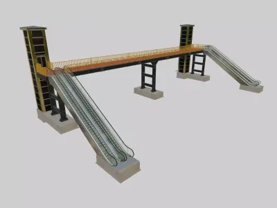 Steel Pedestrian Bridge-Elevator-Escalator-Straight Type-22 3D model