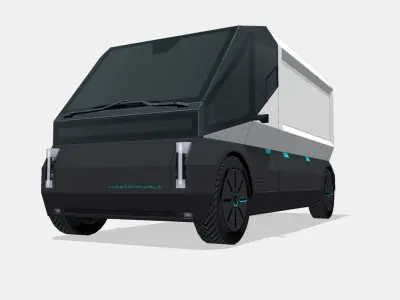 Generic electric van Low-poly 3D model