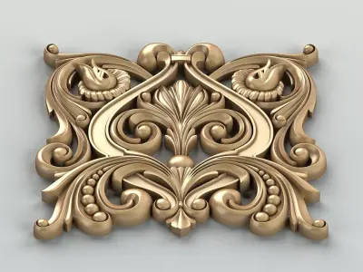 Carved decor central 013 3D model