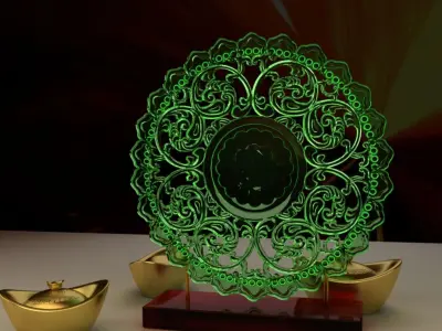 Chinese gold ingot 3D model 2