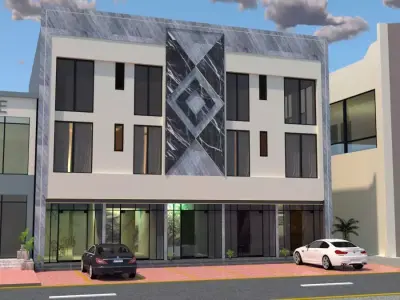 Modern Three Story Residential Building A25 DWG SketchUp 3D model