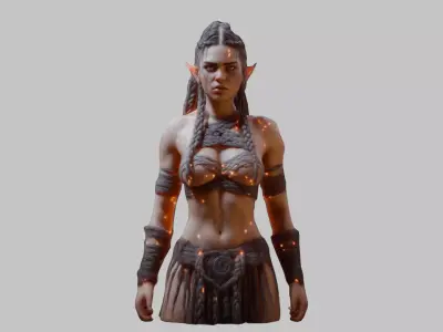 Female Barbarian Low-poly 3D model