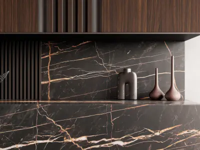 Decorated Wall With Fireplace - 2 3D model