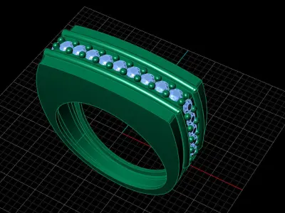 Print Ready STL 3DM  Gents Rings Diamond Men Ring  3D print model 179
