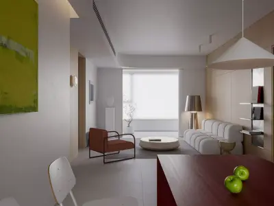 Modern living room dining room interior scenes  3D model shop