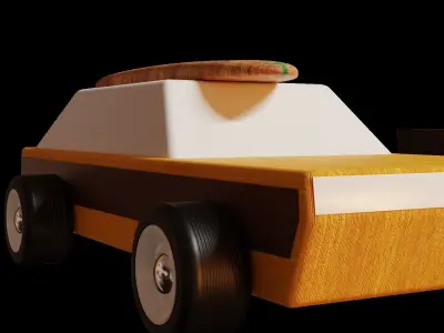 Wooden Toy car pack Low-poly 3D model