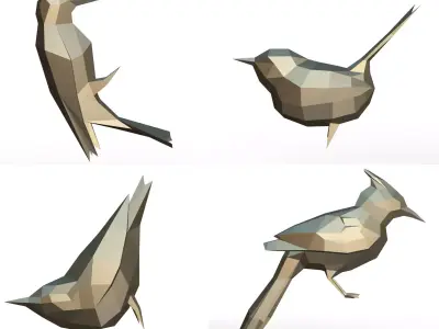sparrow low poly bird 3D print model