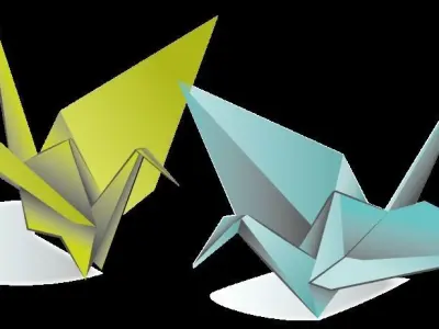 Origami Crane Scene Low-poly 3D model
