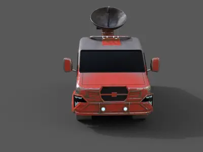 Old Broadcasting van Low-poly 3D model