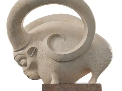 Wild Goat-Statue 21 3D model
