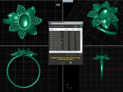 Flower ring 3D print model womens diamond ring 3D print model