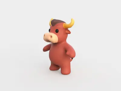 Little animal baby - Bull cute - Animated  Low-poly 3D model