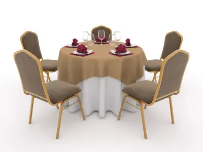 Banquet Table and Chair 02 3D model
