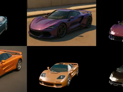 Sport Car bundle 14 pack 100 glb 3D model