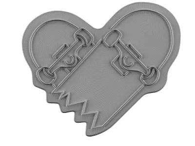 Heart Skateboard Neon Sign 3D model