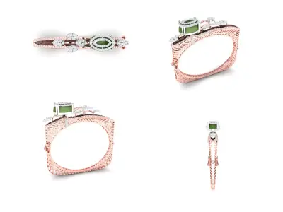 Rose Gold Diamond Woman Bracelet 3D Print Model 3D print model 5