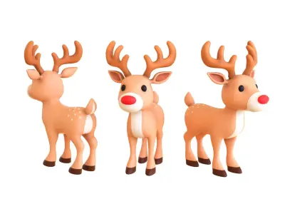 Cartoon Reindeer 5 Cute Low-poly 3D model