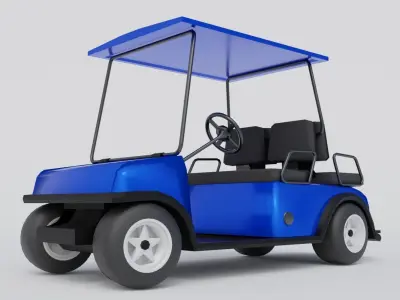Golf Cart Blue Low-poly 3D model