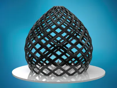 Dome pointed hexagonal grid structure large Low-poly 3D model