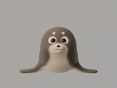 Rigged Cartoon Seal 3D model