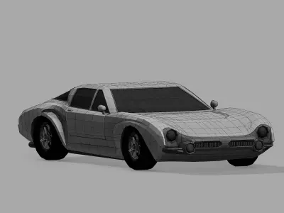 Vintage Race Car LowPoly Low-poly 3D model