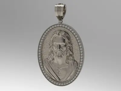 Pendant 3D print model jesus in gold and silver 3D print model