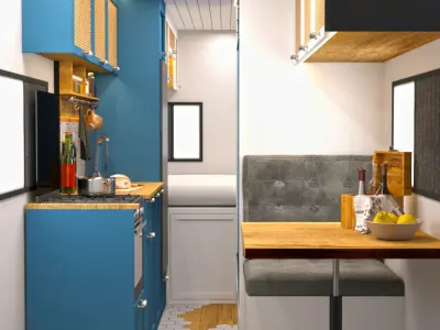 Fiat ducato 17m3 caravan interior design 3D model