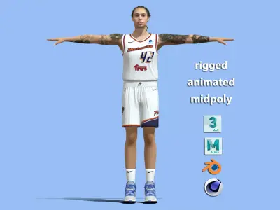 T-Pose Rigged Brittney Griner WNBA 3D model